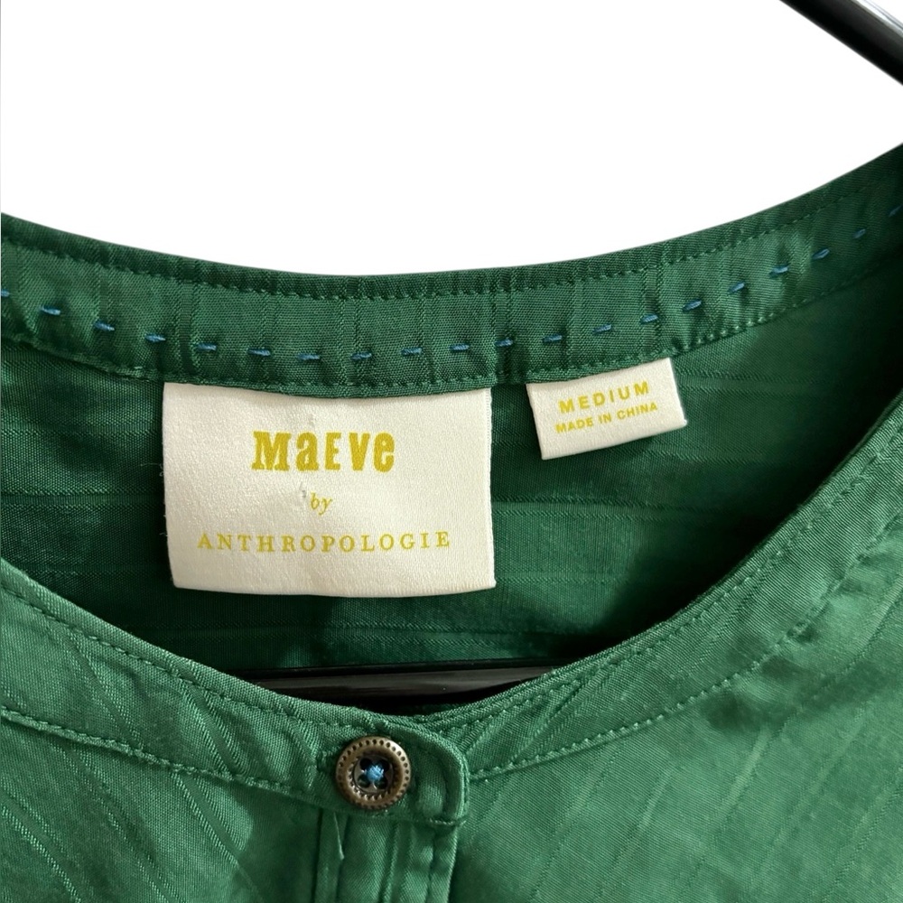 Maeve Avignon Emerald Green Button Down Blouse - Picture 6 of 7